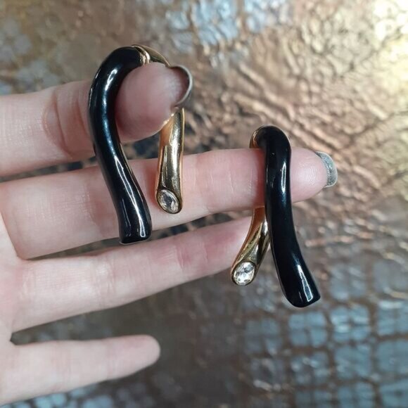 Zara Goldtone, Bejeweled and Enameled Statement Earrings - Picture 12 of 15